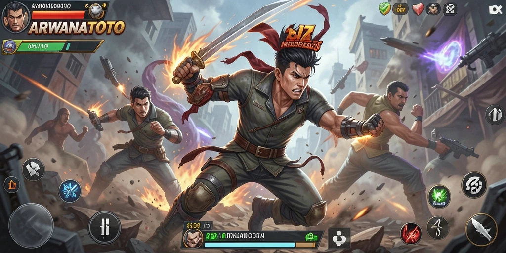 Tampilan aksi seru dari gameplay ARWANATOTO yang mendebarkan.