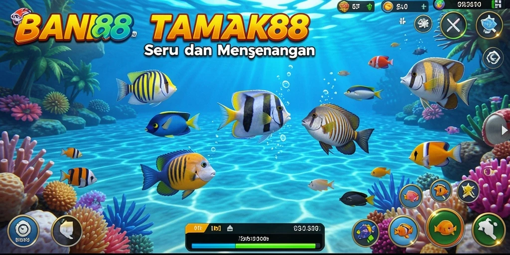 Tampilan menarik dari gameplay BANDAR88 saat menembak ikan.