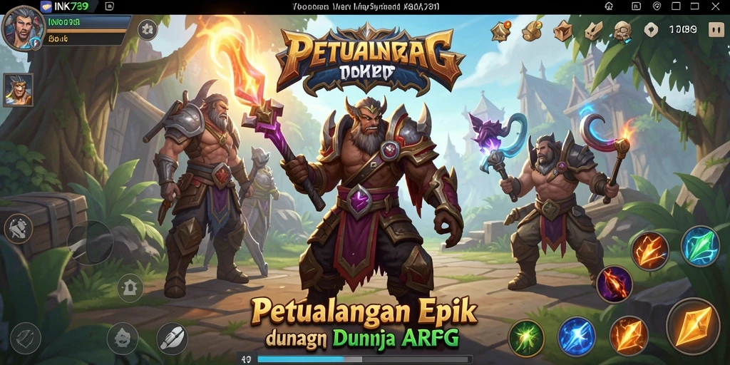 Screenshot gameplay INK789 menampilkan aksi pertempuran yang seru dan dunia yang indah.