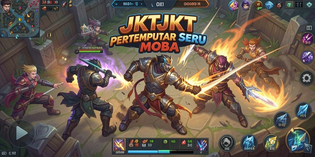 Tampilan gameplay JKTJKT dengan pertarungan epik antara karakter.