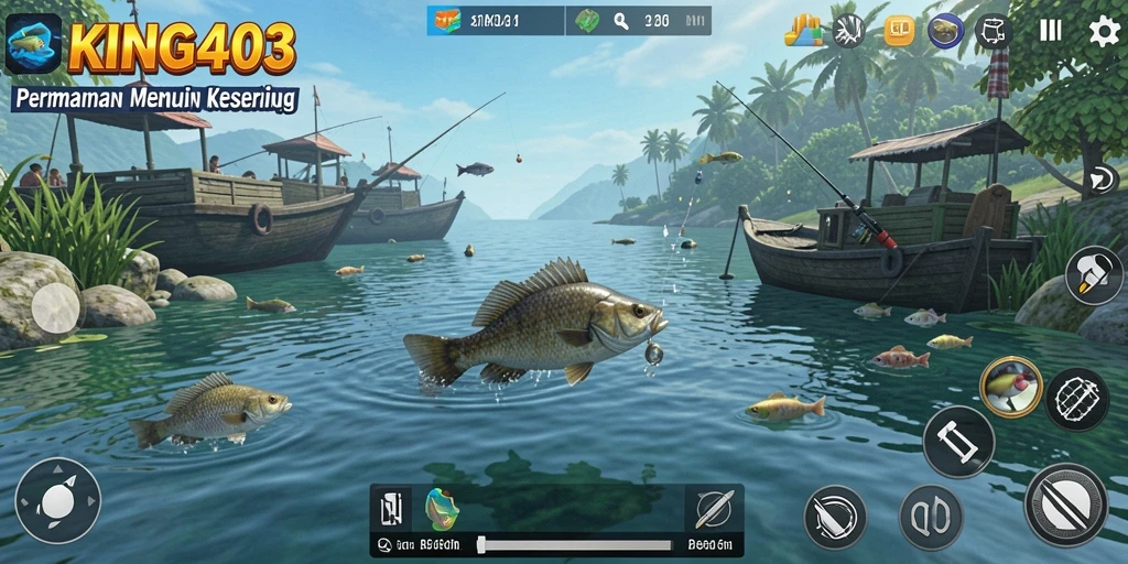 Tangkapan besar dalam gameplay memancing KING403.