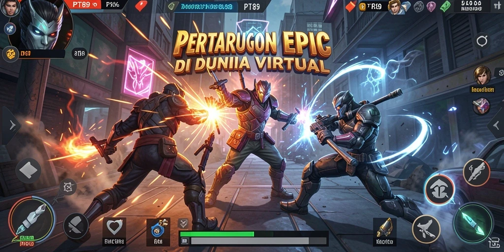 Screenshot gameplay PT89 menampilkan aksi pertarungan yang intens.