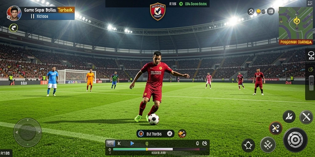 Tampilan gameplay yang mendebarkan dalam RI188, menangkap aksi sepak bola yang seru.