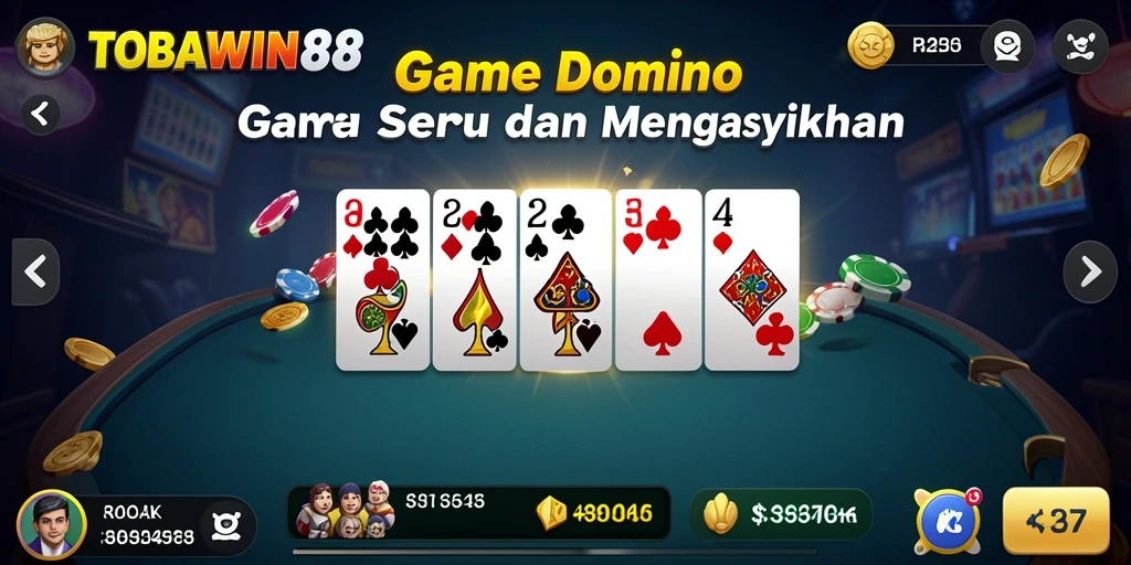 Tampilan gameplay seru dari TOBAWIN88 yang penuh aksi domino.