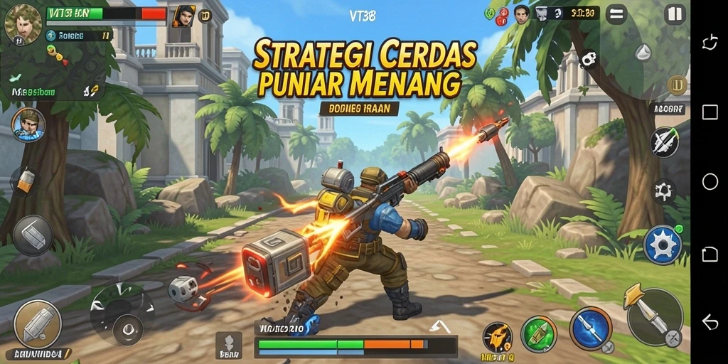 Screenshot menunjukkan gameplay strategi yang menegangkan dan intens.